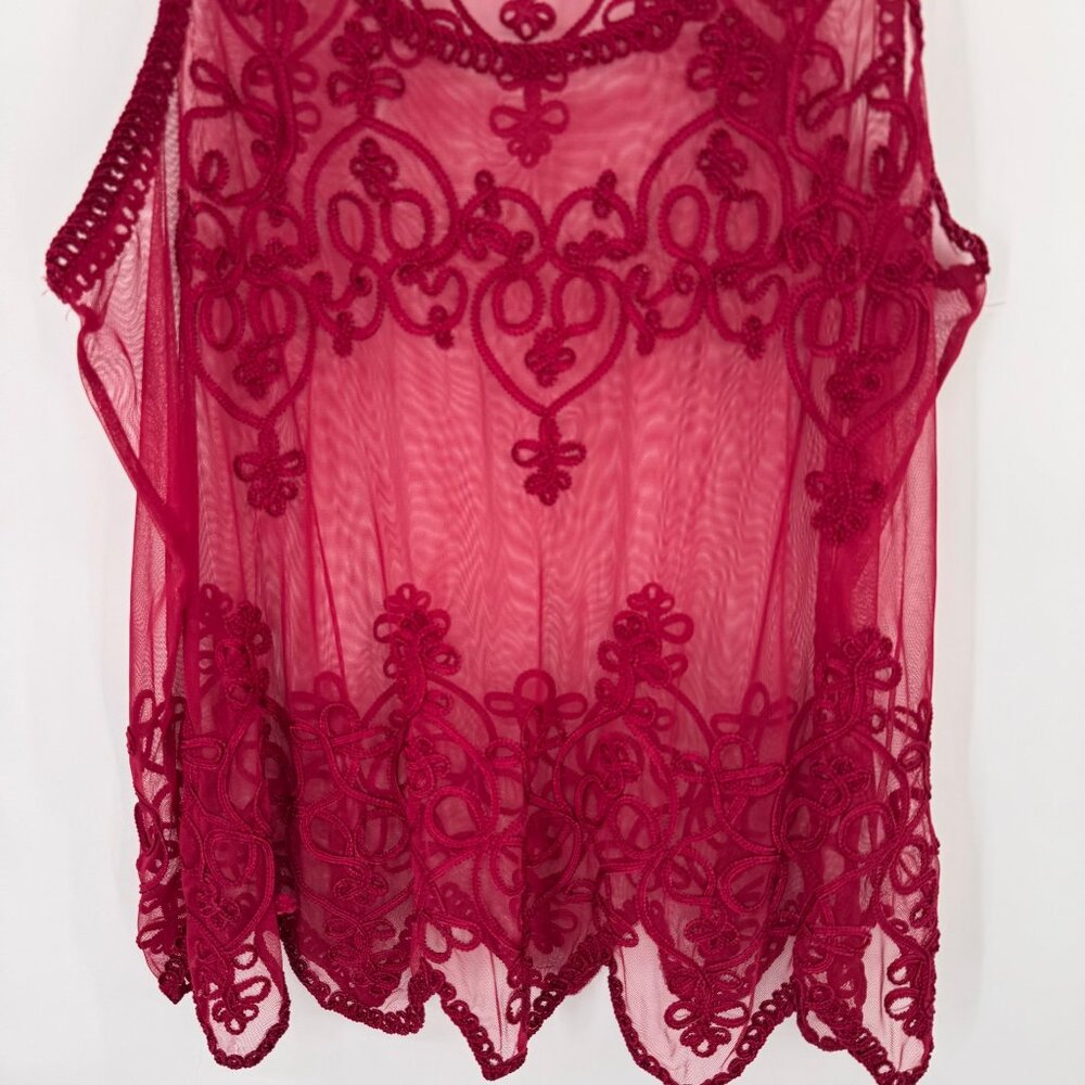 Torrid Red Sheer Embroidered Tank Top Size 2x plus sleeveless womens - Picture 5 of 13